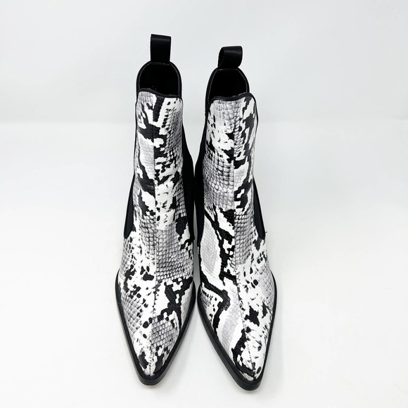 Zara Black and White Snake Print Ankle Boots - Picture 8 of 14